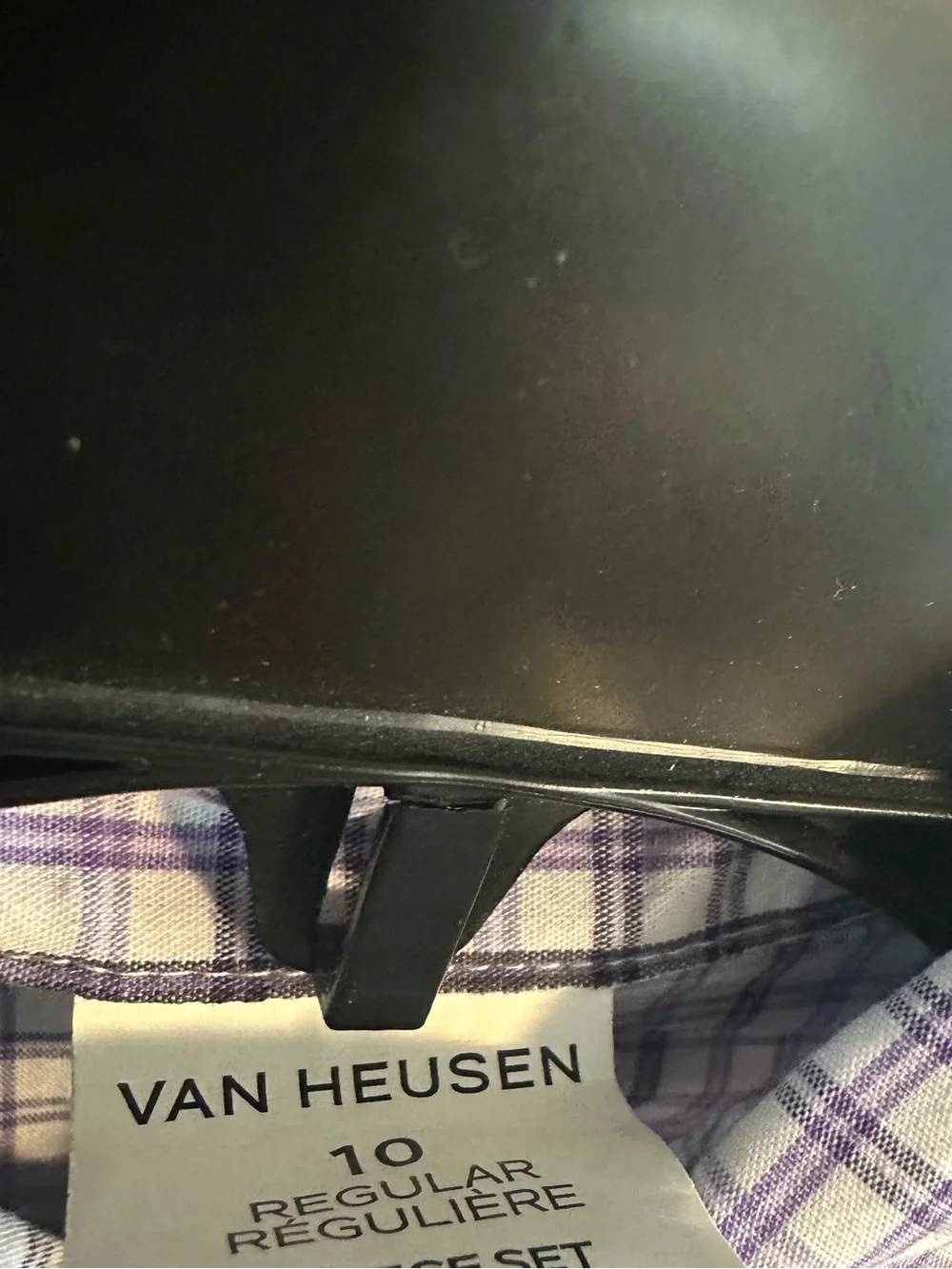 Van Heusen Gray Vest with Lavender Check Shirt and Lilac Tie Size 10